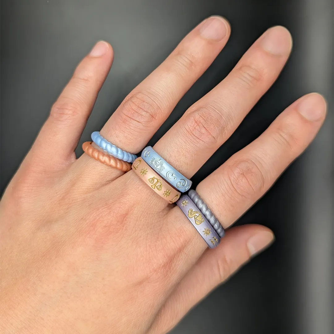 Sagittarius Rising Silicone Ring with Silver Inlay