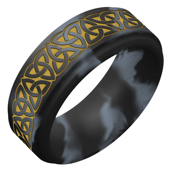 Gold Trinity (Wider Design) Silicone Ring on Rise 8mm