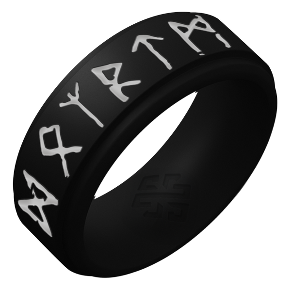 Silver Runes Silicone Ring Viking on Rise 8mm