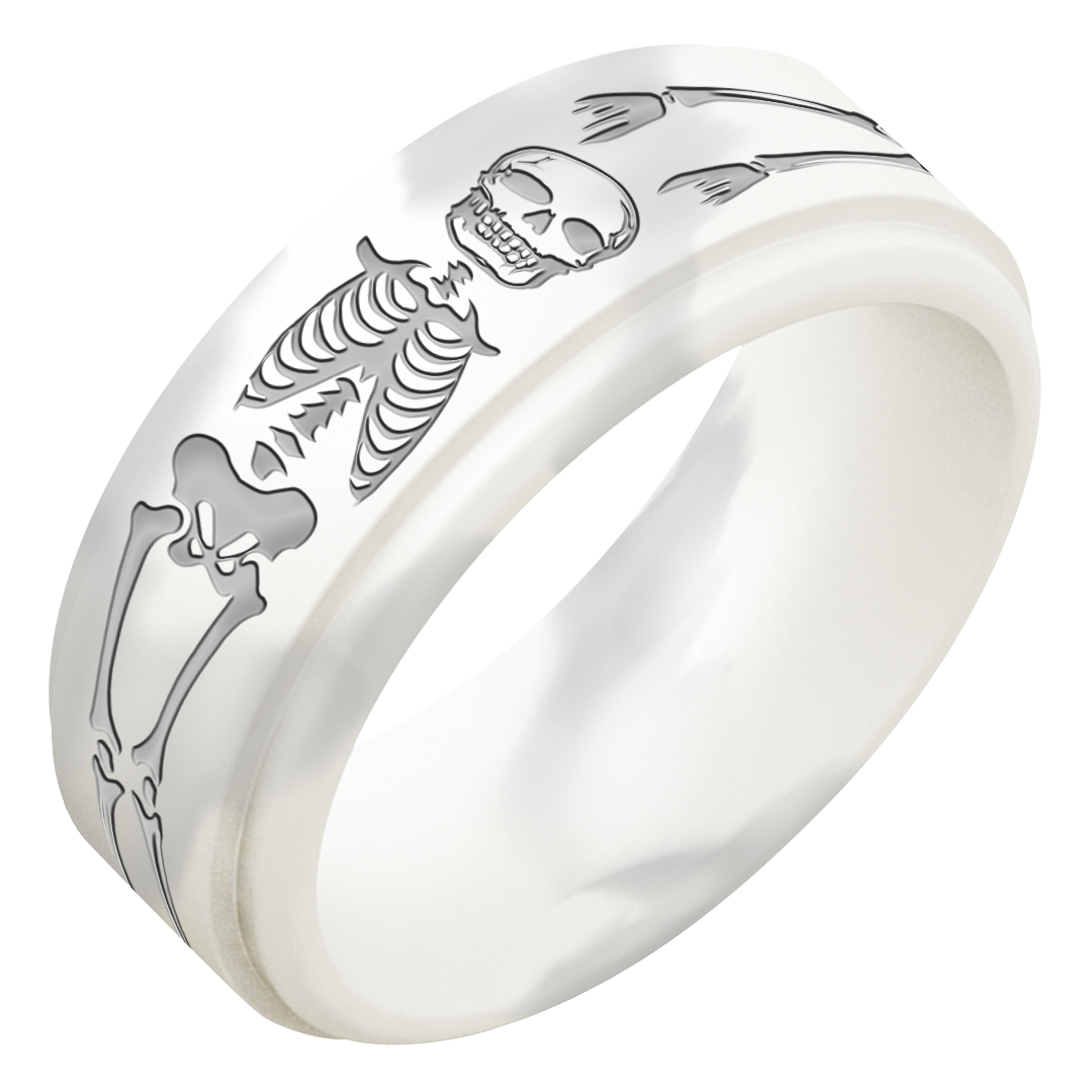 Silver Skeleton Silicone Ring for Men on Rise 8mm