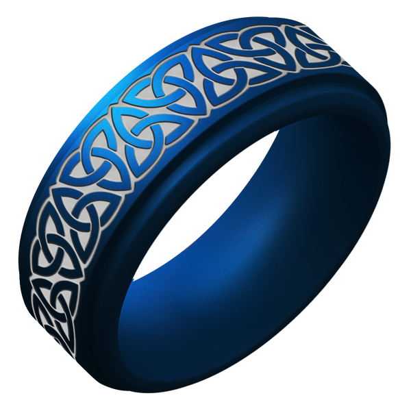 Silver Trinity (Wider Design) Silicone Ring on Rise 8mm