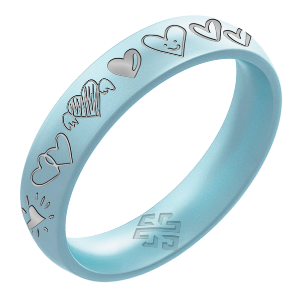 Silver 12 Hearts Silicone Ring on Arc 4mm