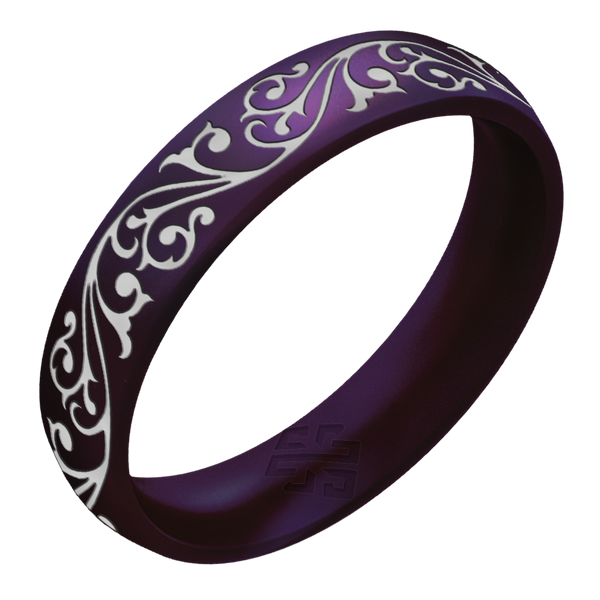 Silver Filigree Silicone Ring on Arc 4mm