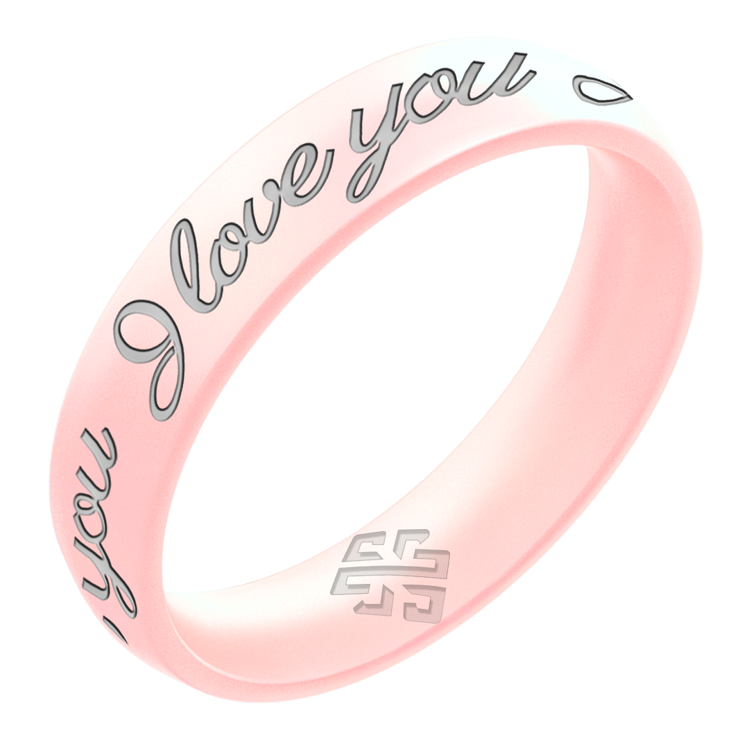 Silver I Love You Silicone Ring on Arc 4mm