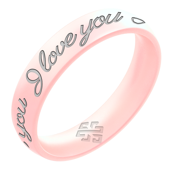 Silver I Love You Silicone Ring on Arc 4mm