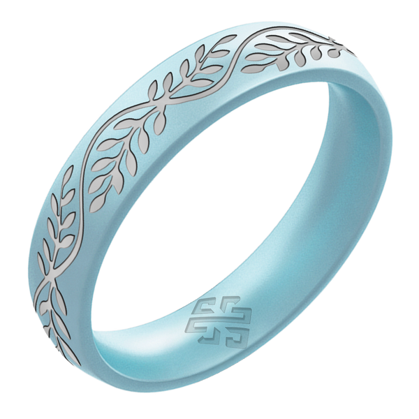Silver Laurel Silicone Ring on Arc 4mm