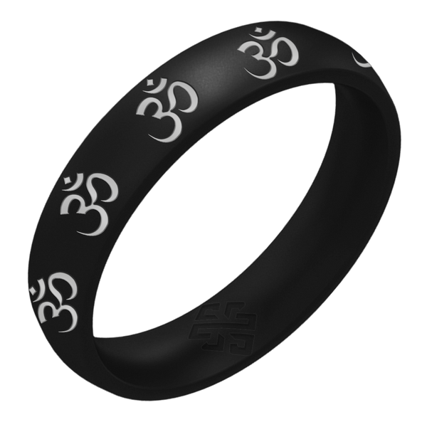 Silver Om Silicone Ring on Arc 4mm