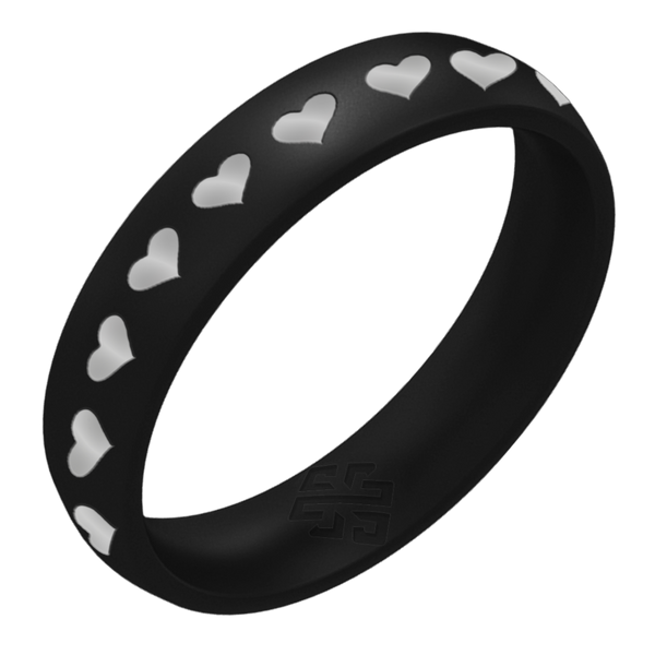 Hearts of Silver Silicone Ring on Arc 4mm