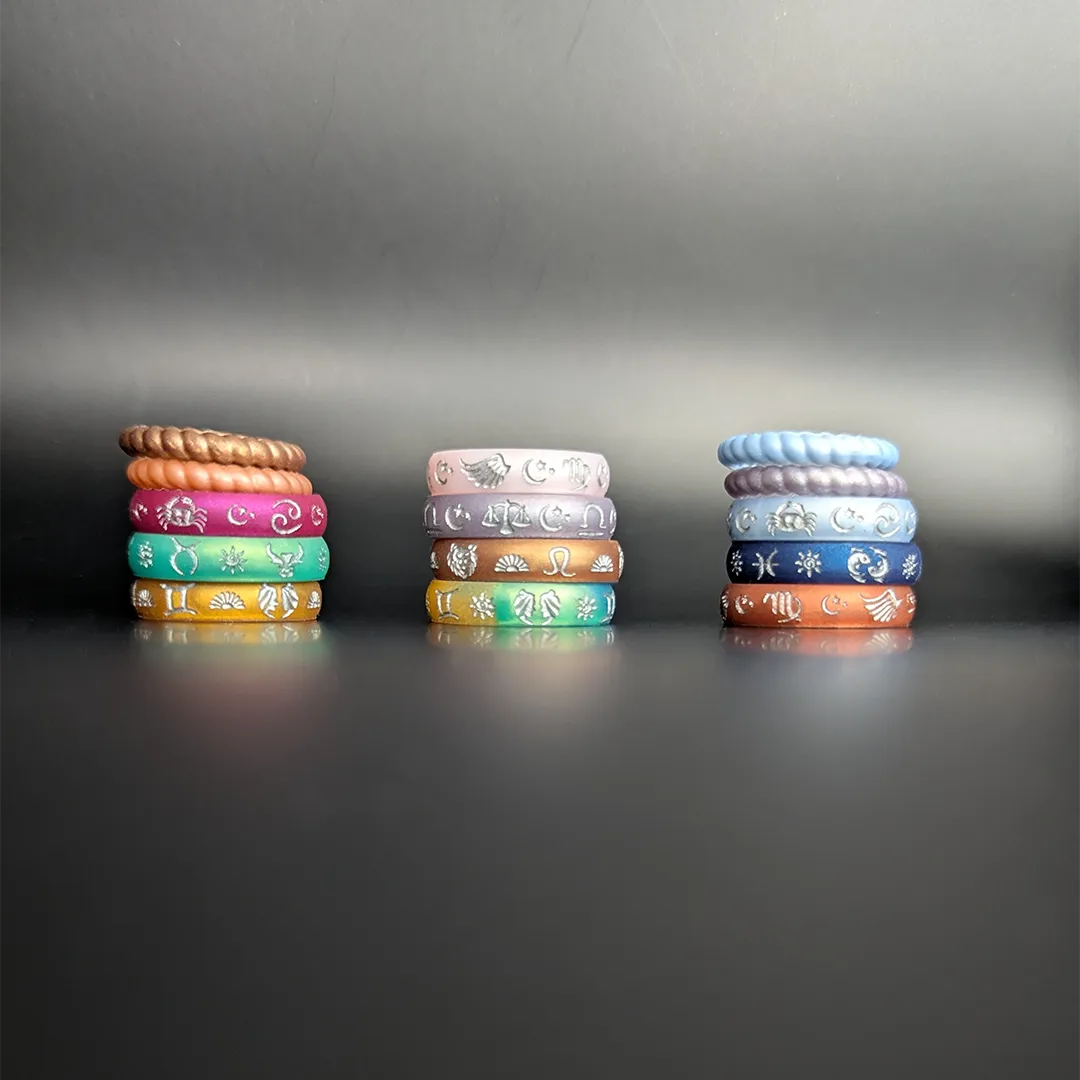 Sagittarius Rising Silicone Ring with Silver Inlay