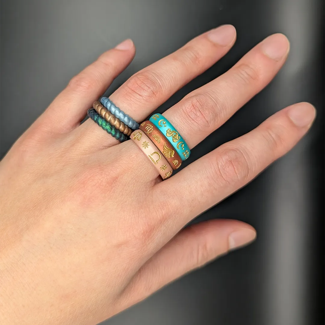 Aquarius Rising Silicone Ring with Gold Inlay